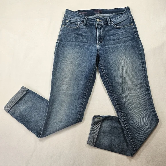 NYDJ Annabelle Skinny Boyfriend Jeans Size 6 Medium Wash Lift Tuck Stretch Denim - Picture 1 of 12